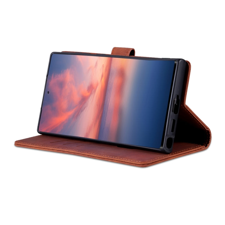 AZNS Skin Feel Calf Texture Flip case for Samsung Galaxy S24 Ultra 5G, showcasing its stylish design and functional features.